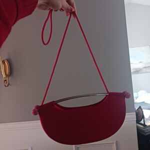 Red Shoulder Bag with Rope Strap